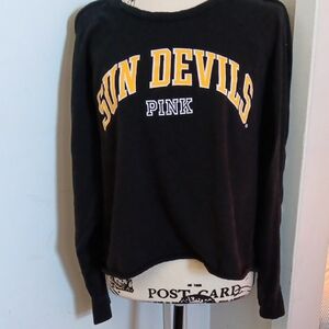 PINK Victoria's Secret Black Crew-neck Sweatshirt